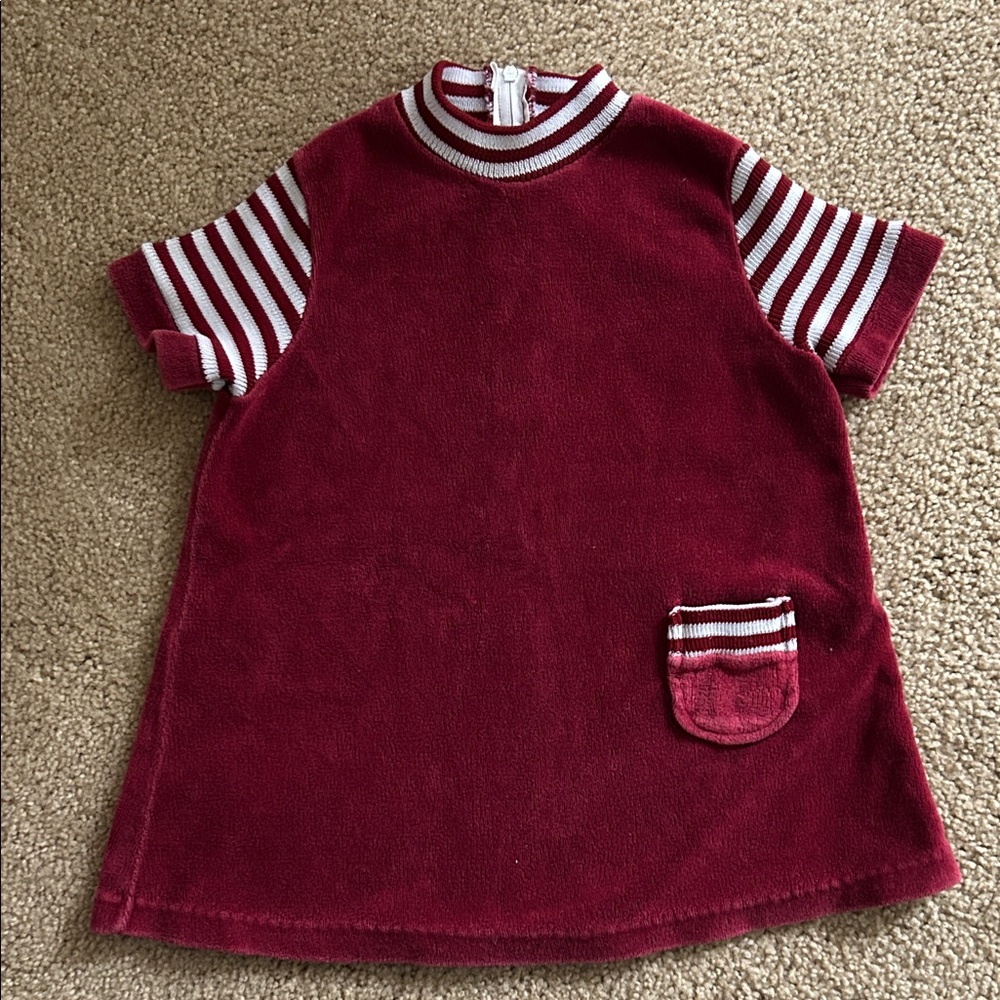 Red and White Striped Short Sleeve Dress